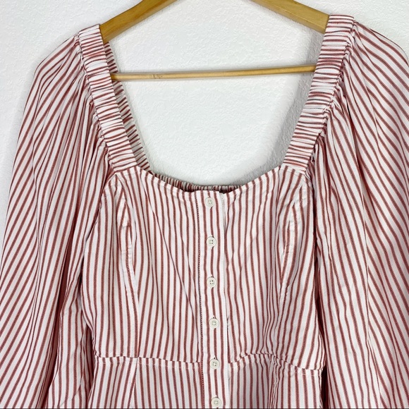 CAbi Carnival Red & White Striped Puff Sleeve Top Style 5890 - Picture 3 of 7